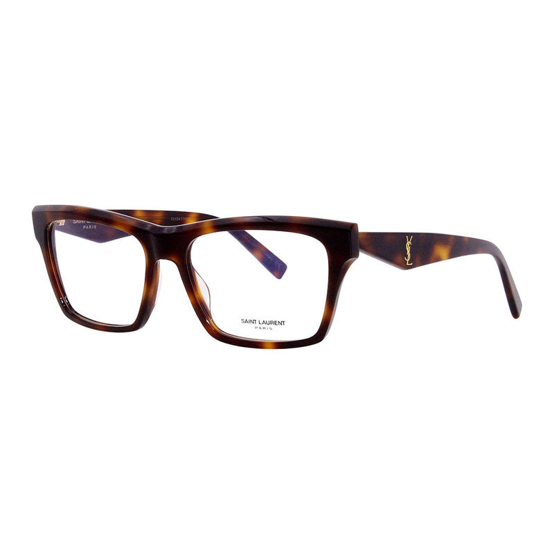 Saint Laurent Eyeglasses Square Full Rim, Havana Frame and Clear Demo Lenses Lens SLM104OPT003