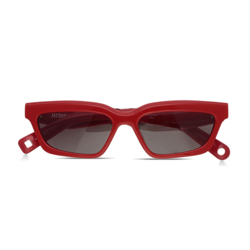 Jacquemus Sunglasses Rectangle Full Rim, Red Frame and Grey Lens JAC/62C4