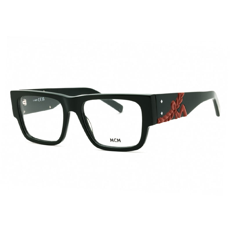 Mcm Eyeglasses Square Full Rim, Shiny Dark Green Frame and Clear Demo Lenses Lens MW5013096