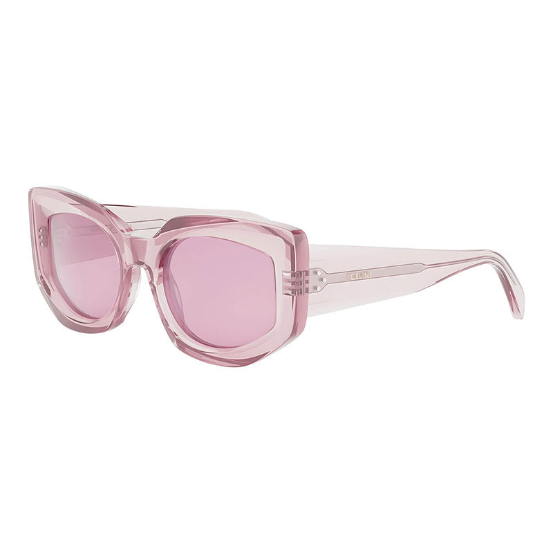 Celine Sunglasses Butterfly Full Rim, Transparent Pink Frame and Pink Lens CL40277F72Y