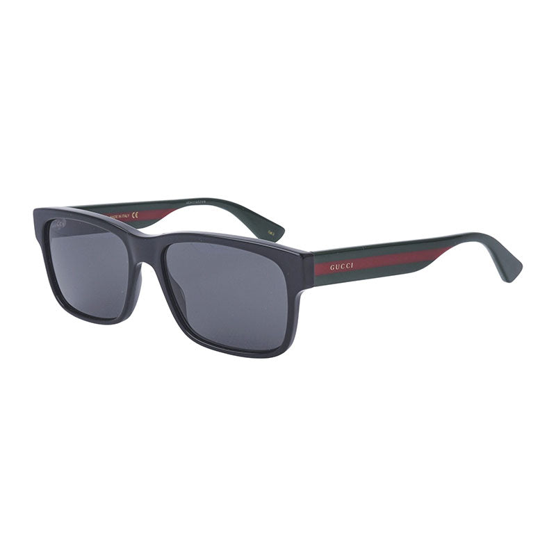 Gucci Sunglasses Square Full Rim, Black Frame and Grey Lens GG0340S006