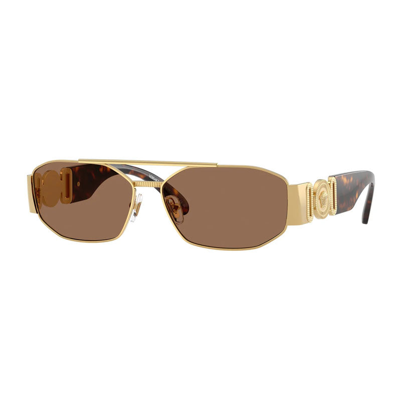 Versace Sunglasses Rectangle Full Rim, Gold Frame and Brown Lens VE2287100273