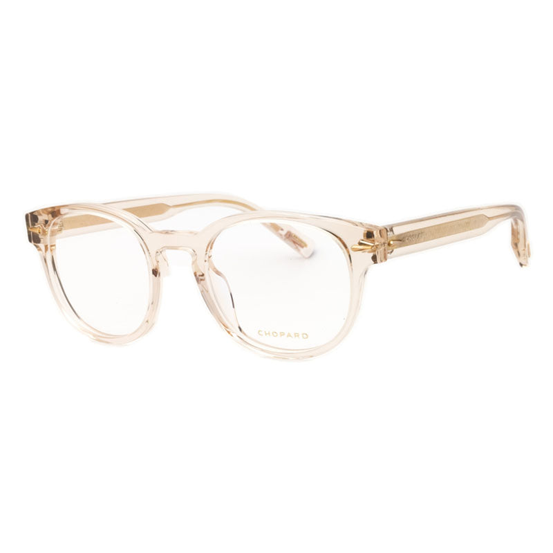 Chopard Eyeglasses Round Full Rim, Transparent Beige Frame and Clear Demo Lenses Lens VCH34207T1