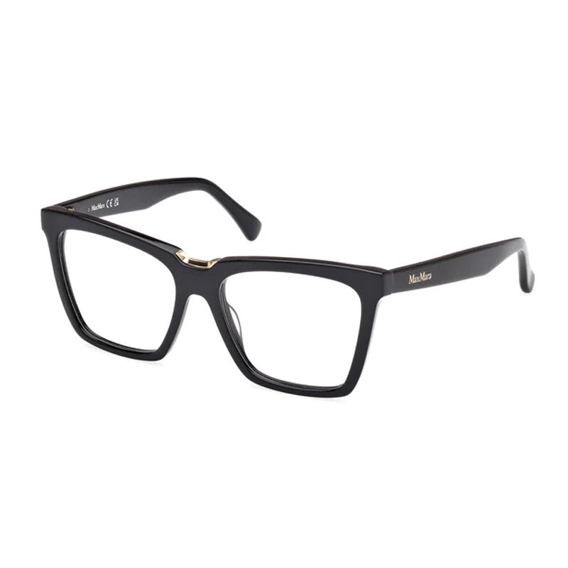 Max Mara Eyeglasses Square Full Rim, Shiny Black Frame and Clear Demo Lenses Lens MM5111001