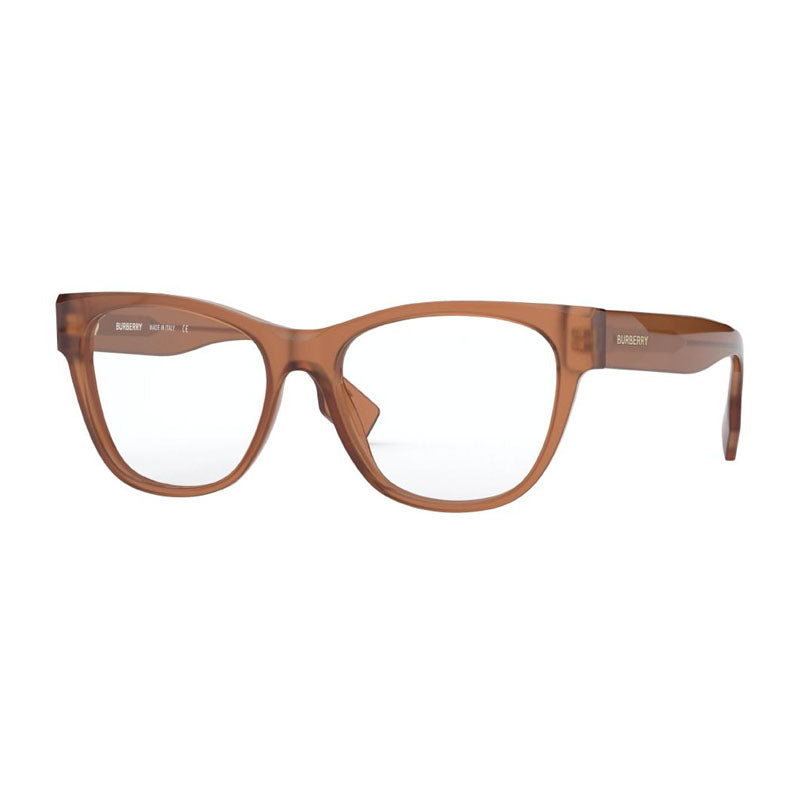Burberry Eyeglasses Square Full Rim, Opal Brown Frame and Clear Demo Lenses Lens BE23013808