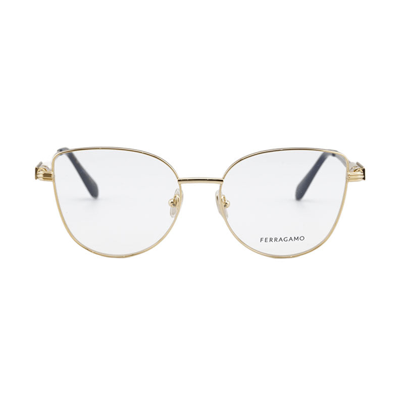 Ferragamo Salvatore Ferragamo Eyeglasses Cat Eye Full Rim, Gold Frame and Clear Demo Lens Lens SF2240751