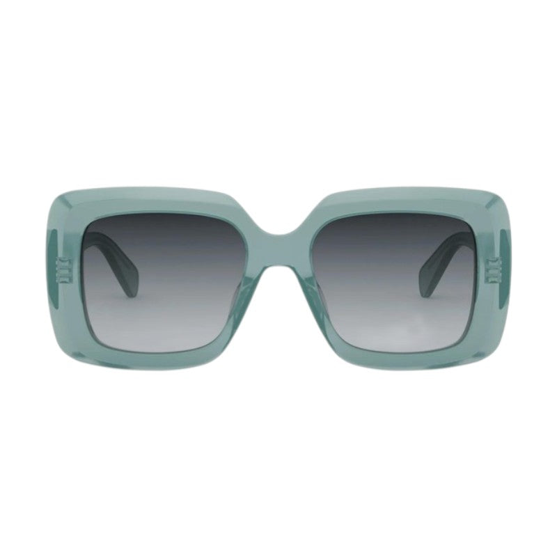 Celine Sunglasses Square Full Rim, Teal Frame and Grey Gradient Lens CL40263I93B