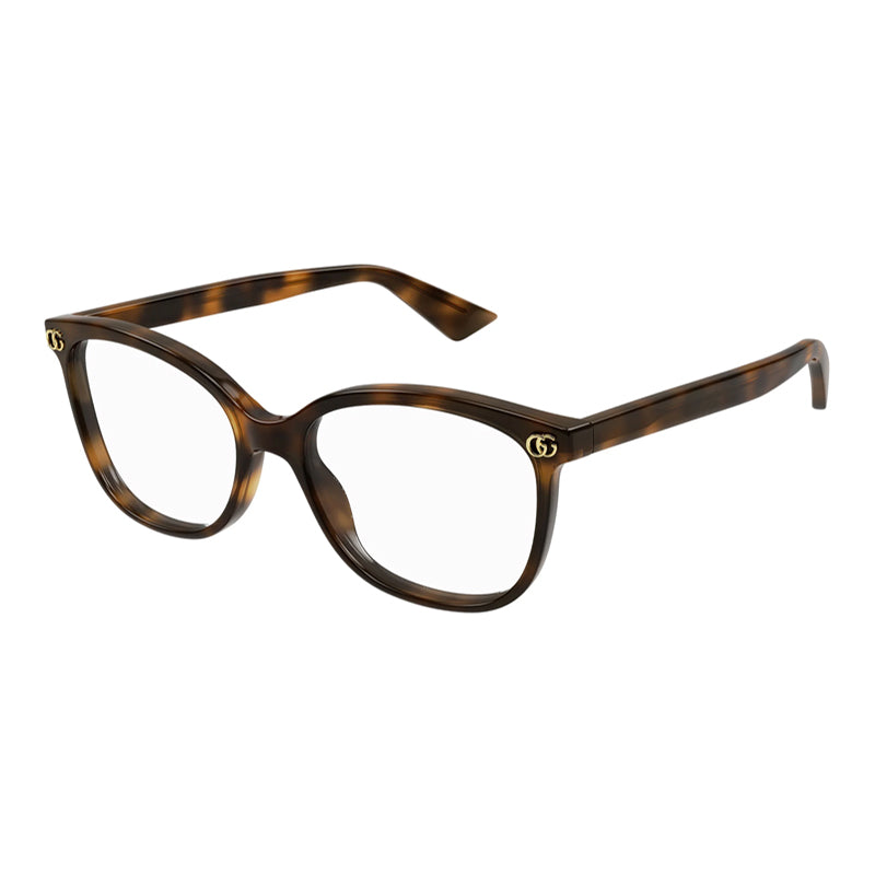 Gucci Eyeglasses Square Full Rim, Havana Frame and Clear Demo Lenses Lens GG1816O002