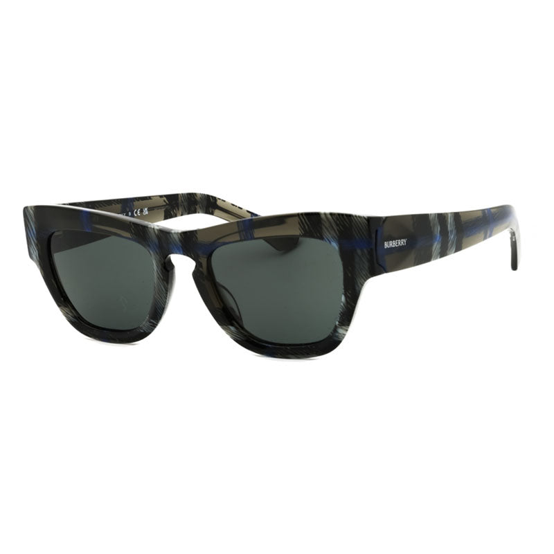 Burberry Sunglasses Rectangle Full Rim, Check Lichen Frame and Dark Grey Lens BE4440U414787