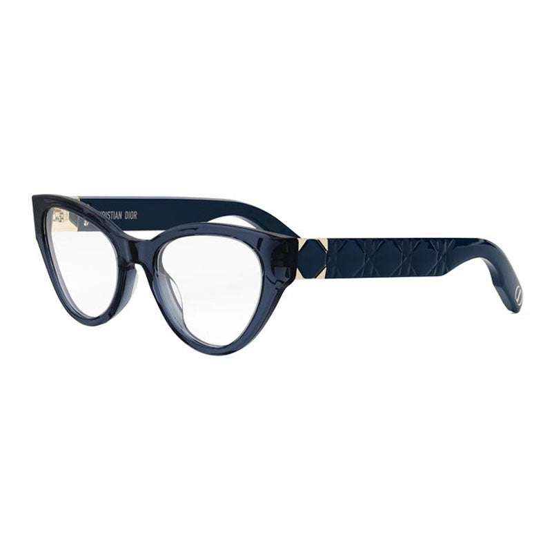 Dior Eyeglasses Cat Eye Full Rim, Shiny Blue Frame and Clear Demo Lens Lens LADY95.22OB1I3000