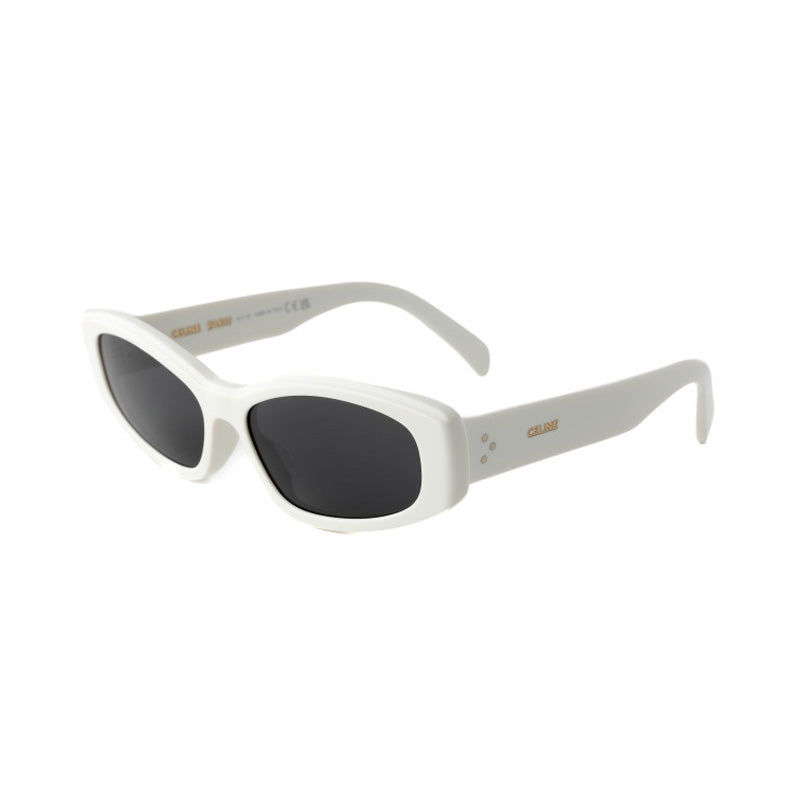 Celine Sunglasses Cat Eye Full Rim, Shiny Ivory Frame and Smoke Lens CL40252I25A