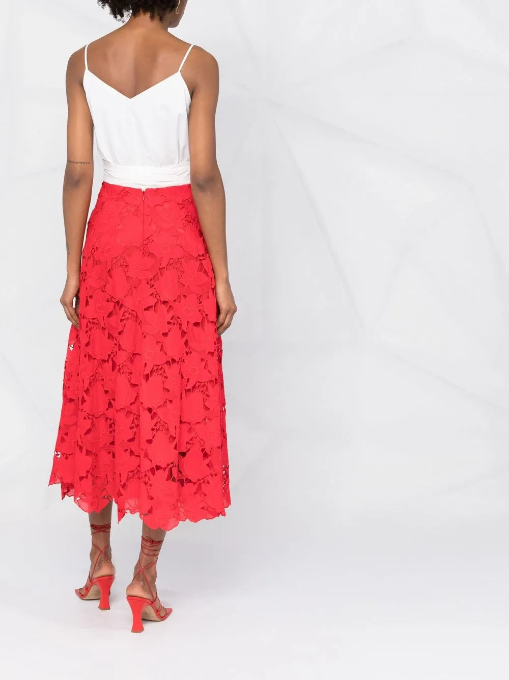 Valentino Garavani Floral-Lace Midi Skirt