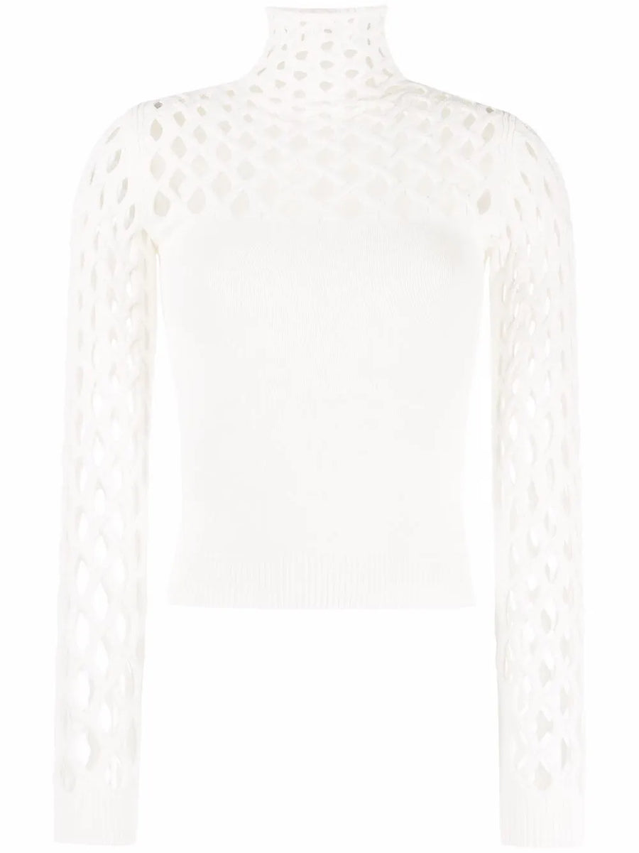 Valentino Garavani Open-Knit Roll-Neck Top