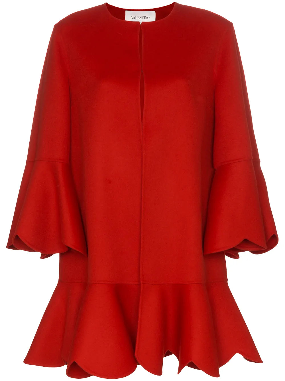 Valentino Garavani Collarless Ruffled Coat