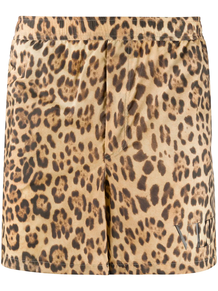 Valentino Garavani Leopard Print Swim Shorts
