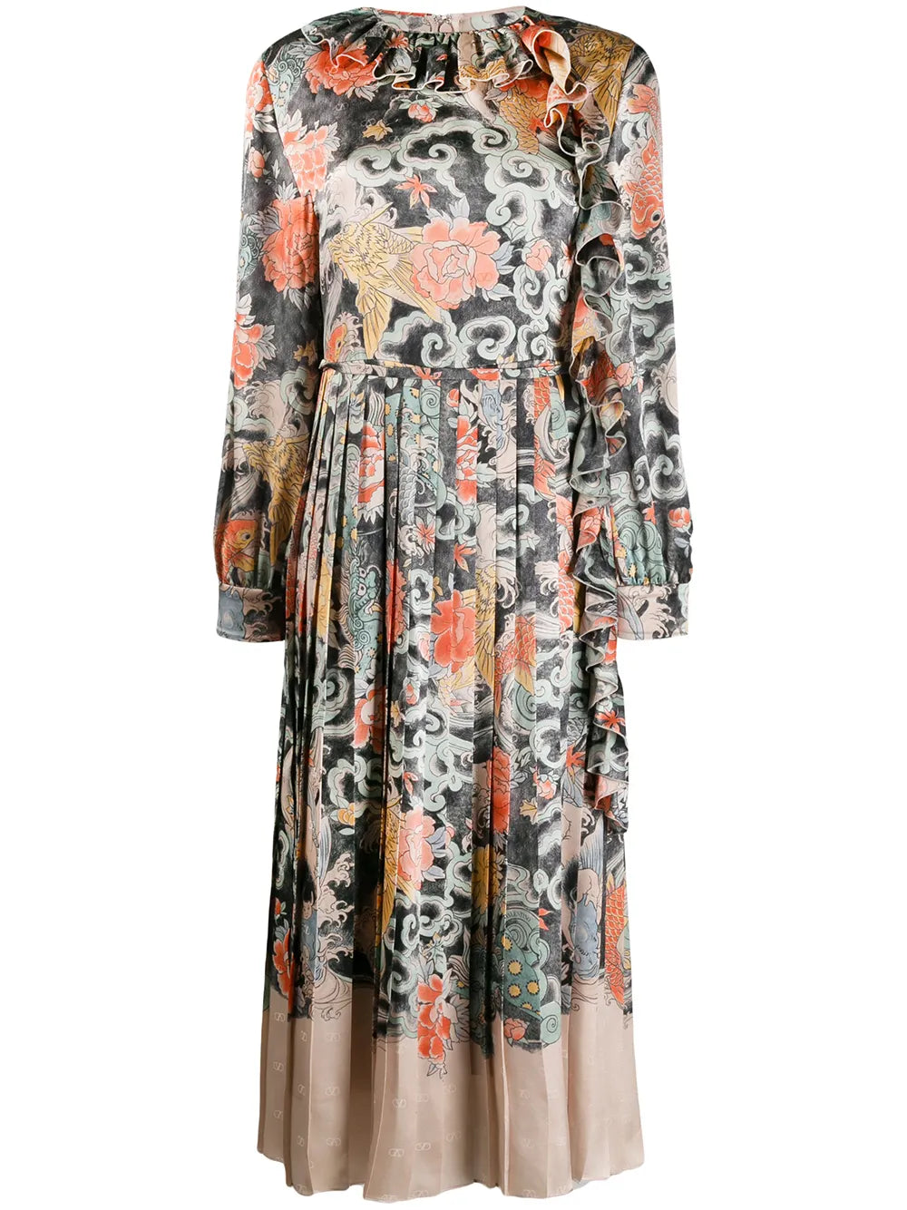 Valentino Garavani Oriental Print Satin Dress
