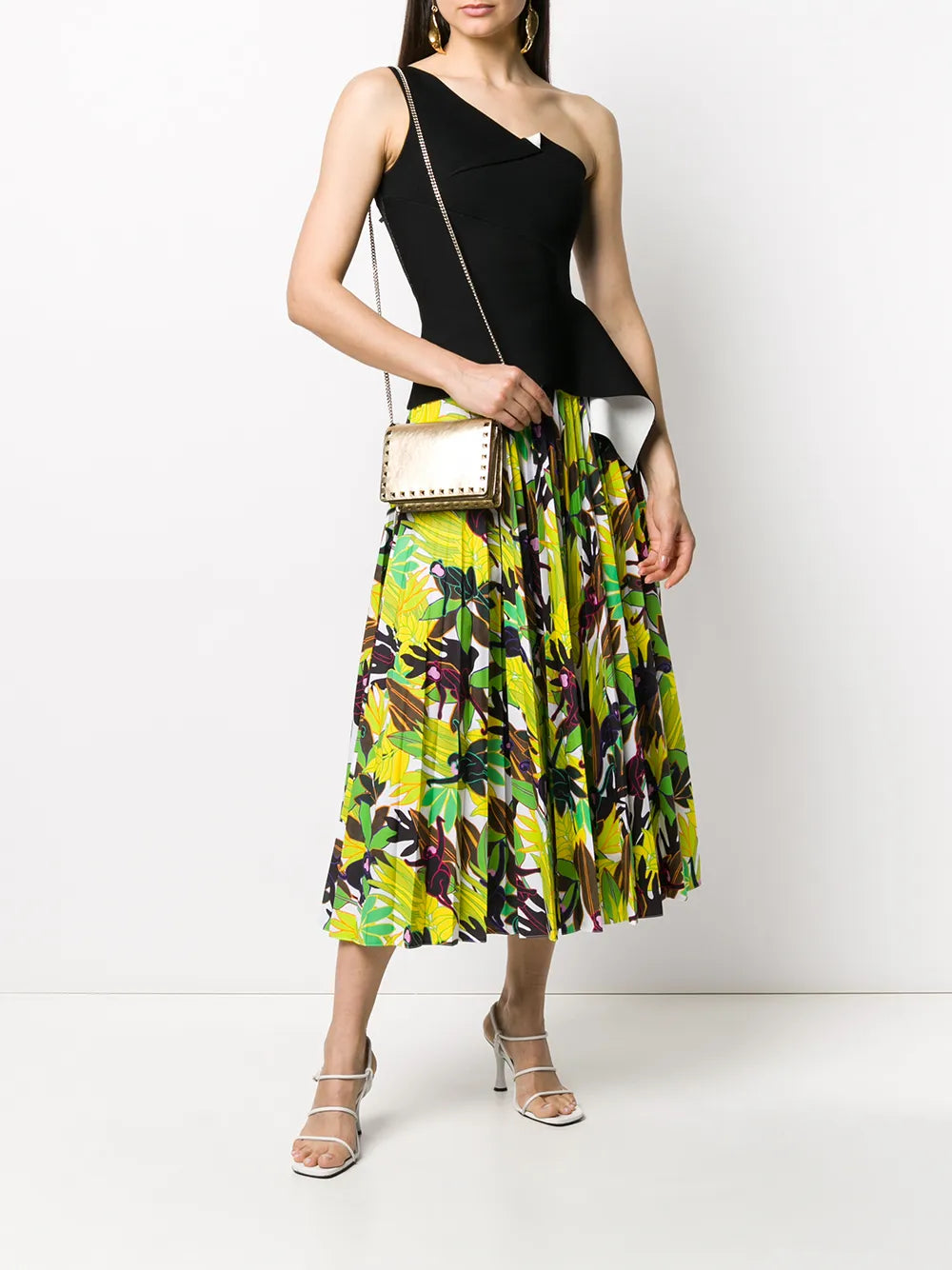 Valentino Garavani Monkey Forest Pleated Midi Skirt