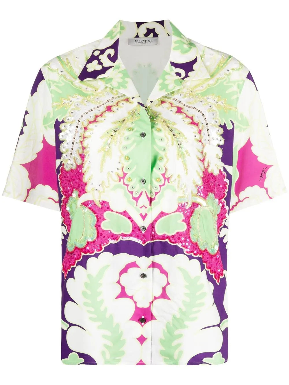 Valentino Garavani Embellished Floral-Print Shirt