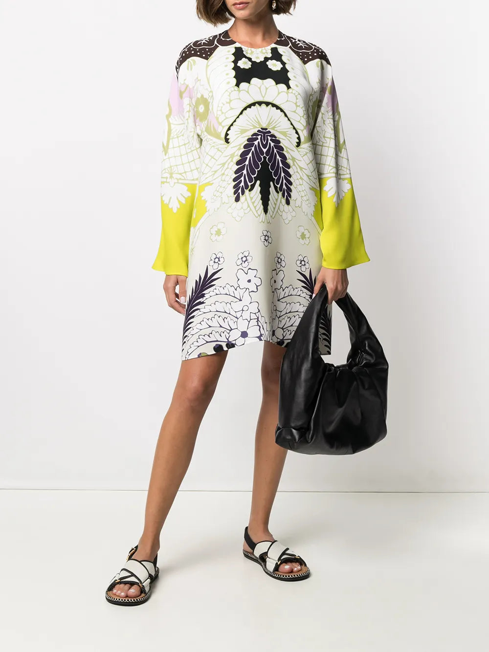 Valentino Garavani Abstract-Print Long-Sleeve Dress