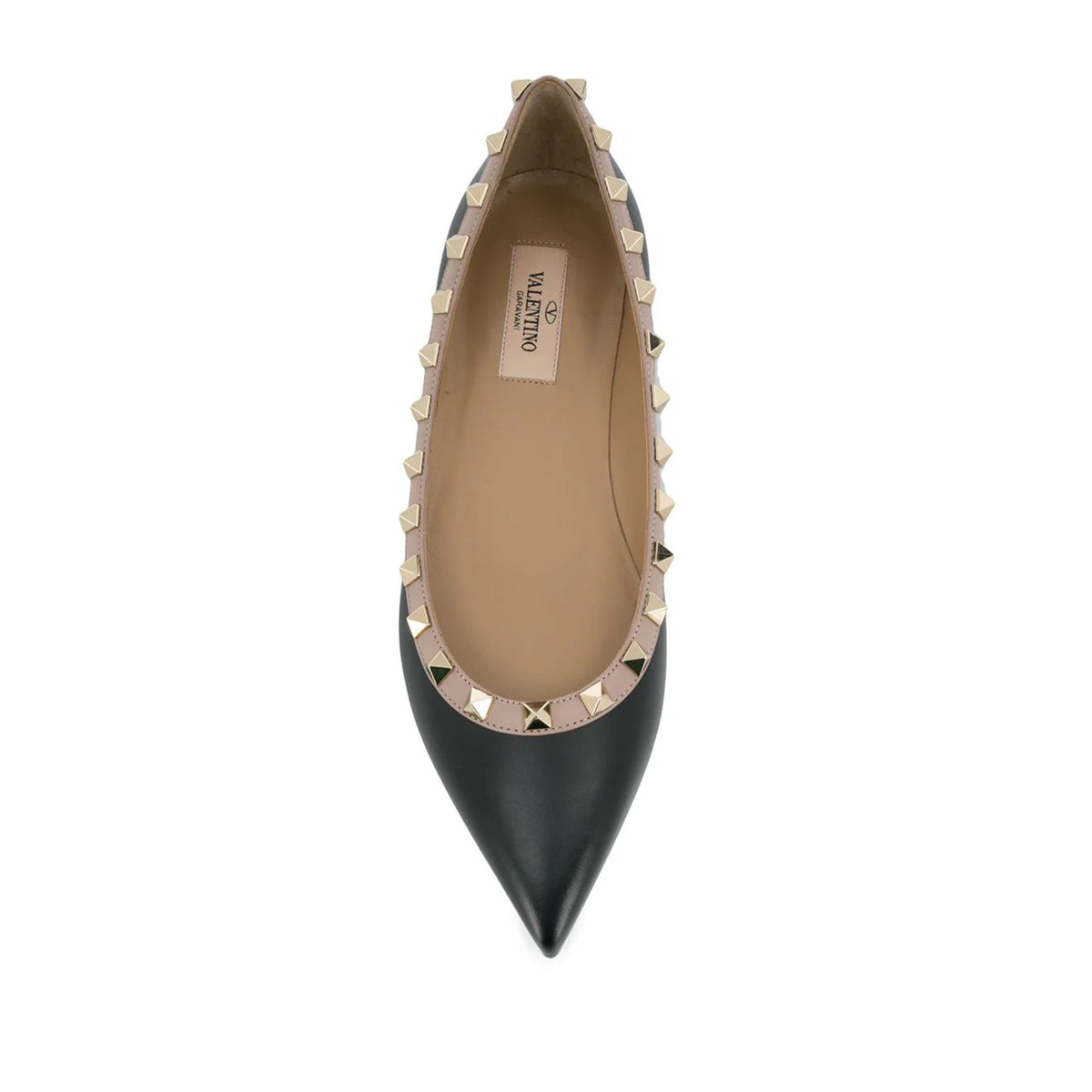 Valentino Garavani Rockstud Lace-Up Leather Ballerinas
