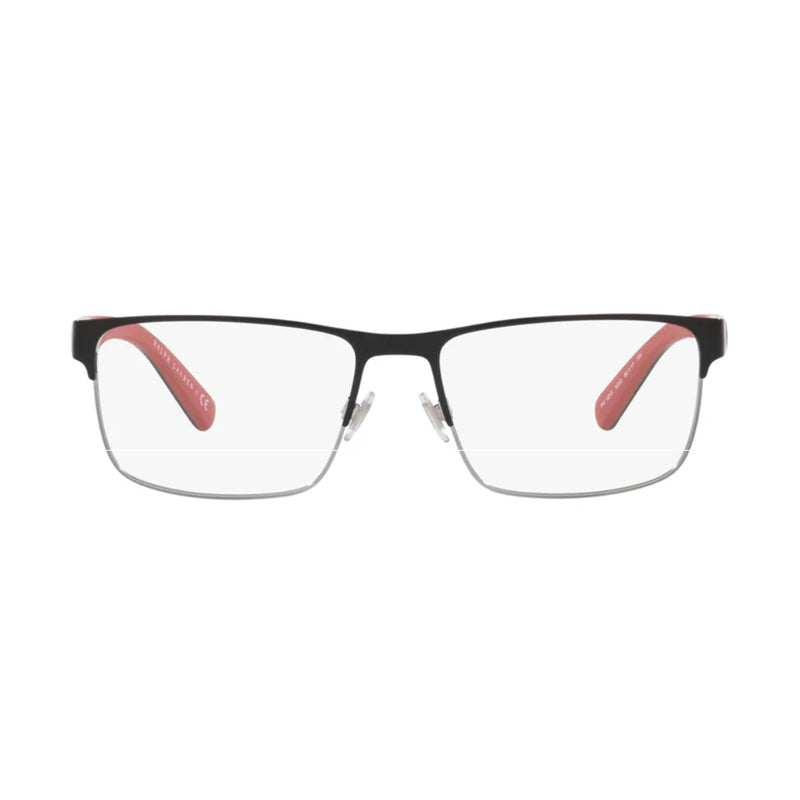 Polo Ralph Lauren Eyeglasses Rectangle Full Rim, Shiny Black Gunmetal Frame and Clear Demo Lenses Lens PH12159003