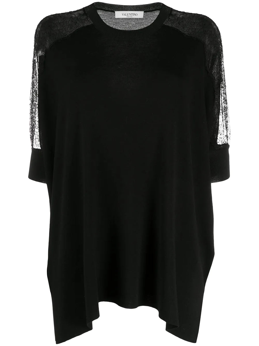 Valentino Garavani Lace Panel Detail Knitted Top