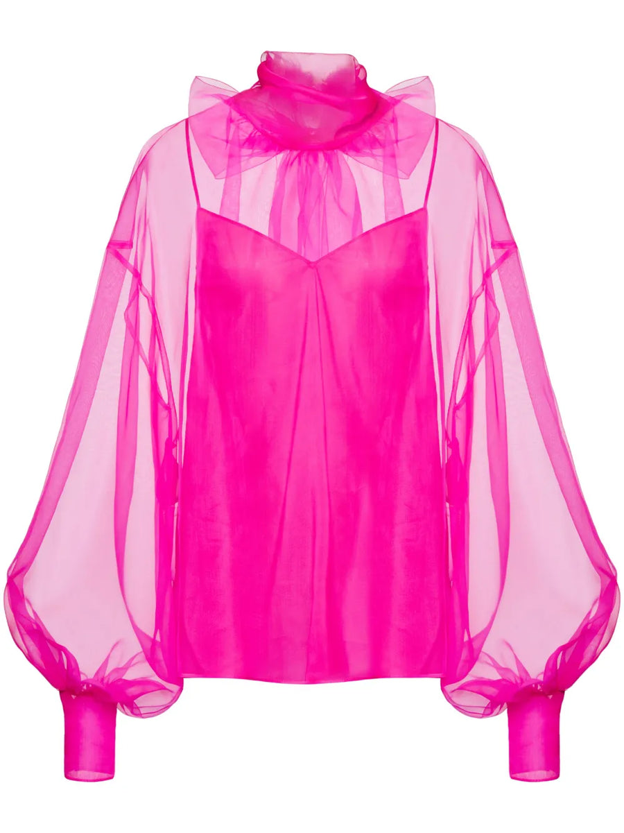 Valentino Garavani Bow-Detail Organza Silk Blouse