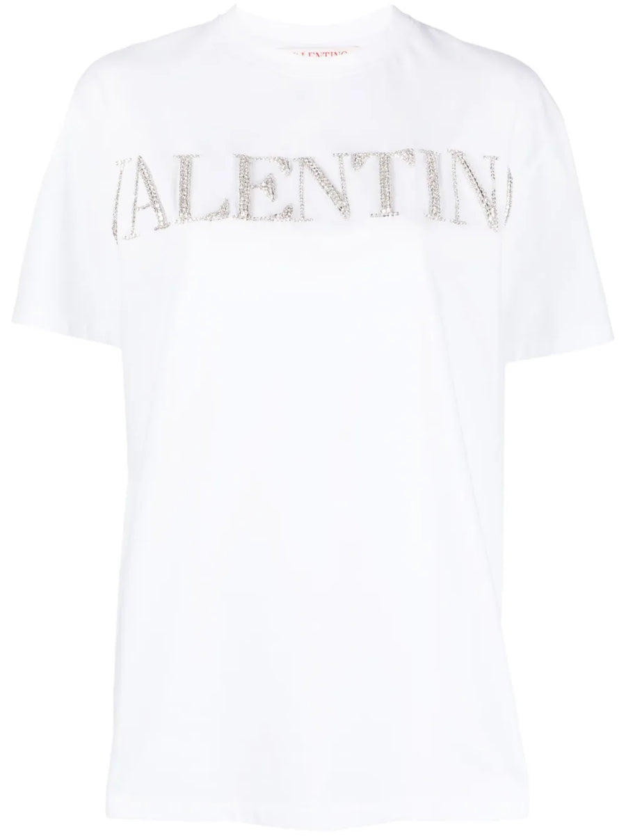 Valentino Garavani Crystal-Logo Cotton T-Shirt