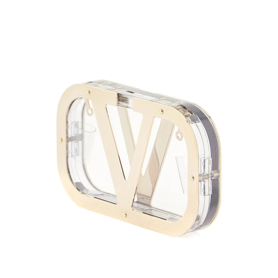 Valentino Garavani Logo-Plaque Clear Clutch