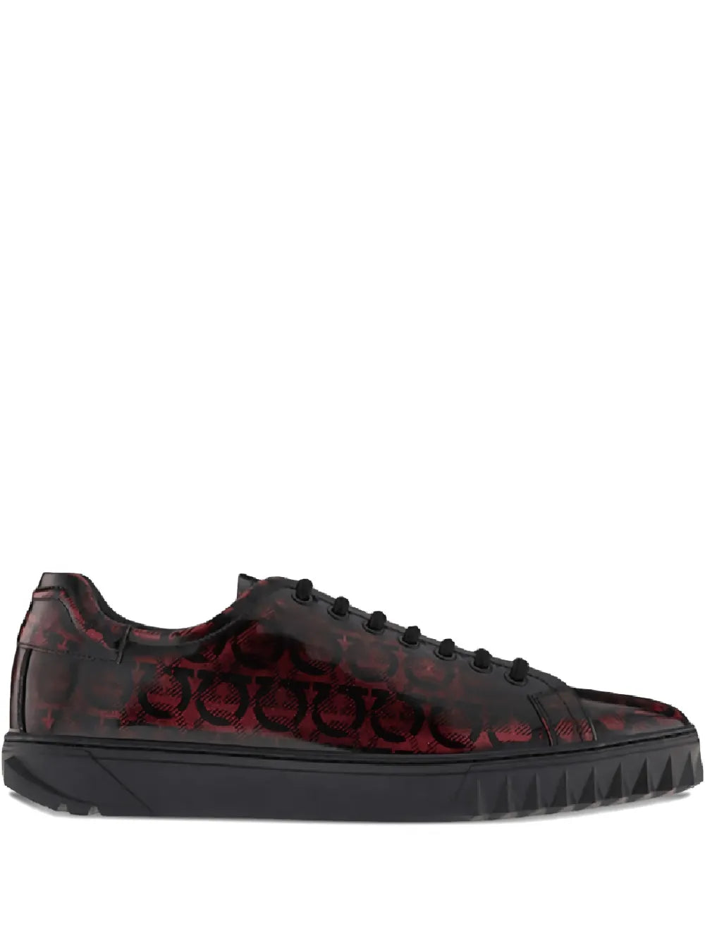 Ferragamo Cube Gancini-Print Lace-Up Sneakers