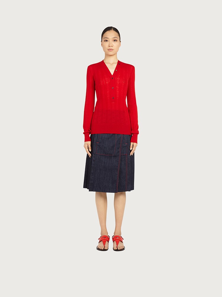 Ferragamo Long Sleeves V-Neck