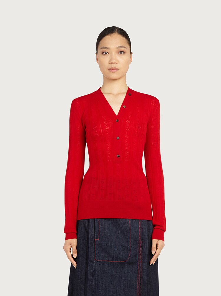 Ferragamo Long Sleeves V-Neck