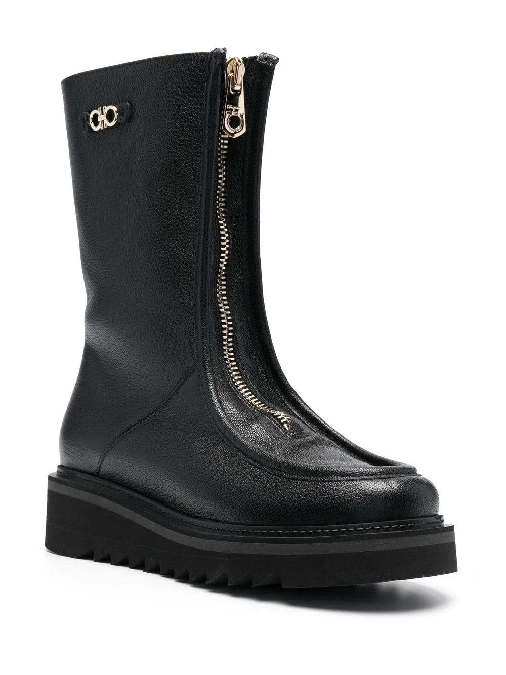 Ferragamo 50Mm Zip-Front Leather Boots