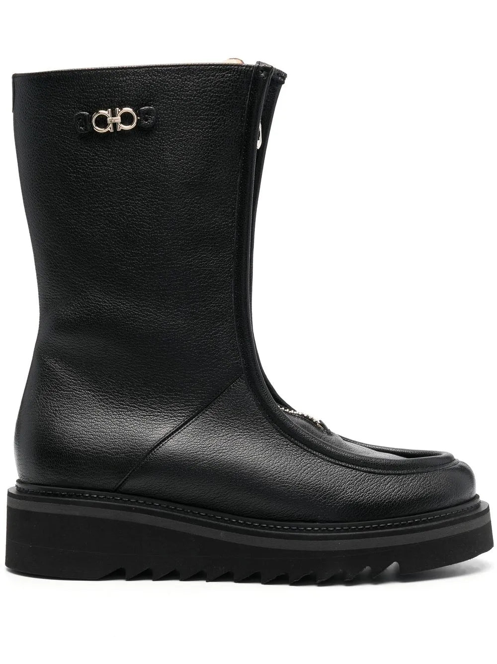 Ferragamo 50Mm Zip-Front Leather Boots