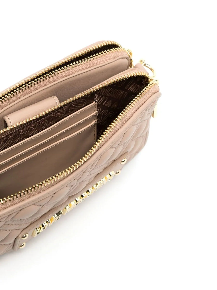 Love MOSCHINO TRACOLLINA QUILTED PU TAUPE