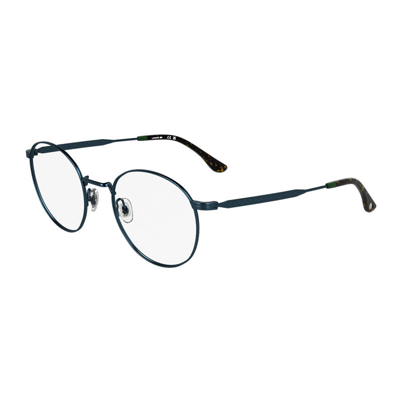 Lacoste Eyeglasses Round Full Rim, Blue Frame and Clear Demo Lens Lens L2308410