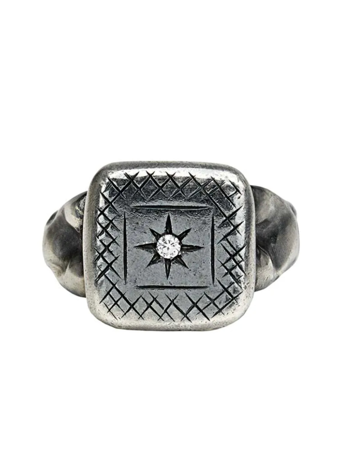 Bottega Veneta Silver Cubic Zirconia Square Ring