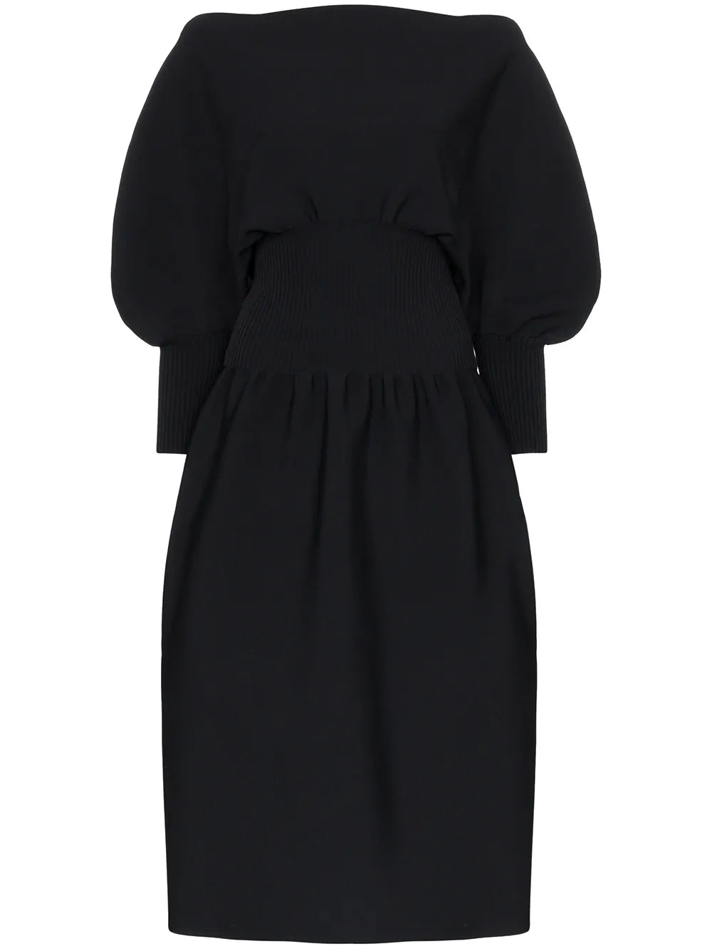 Bottega Veneta Pouf Sleeve Flared Midi Dress