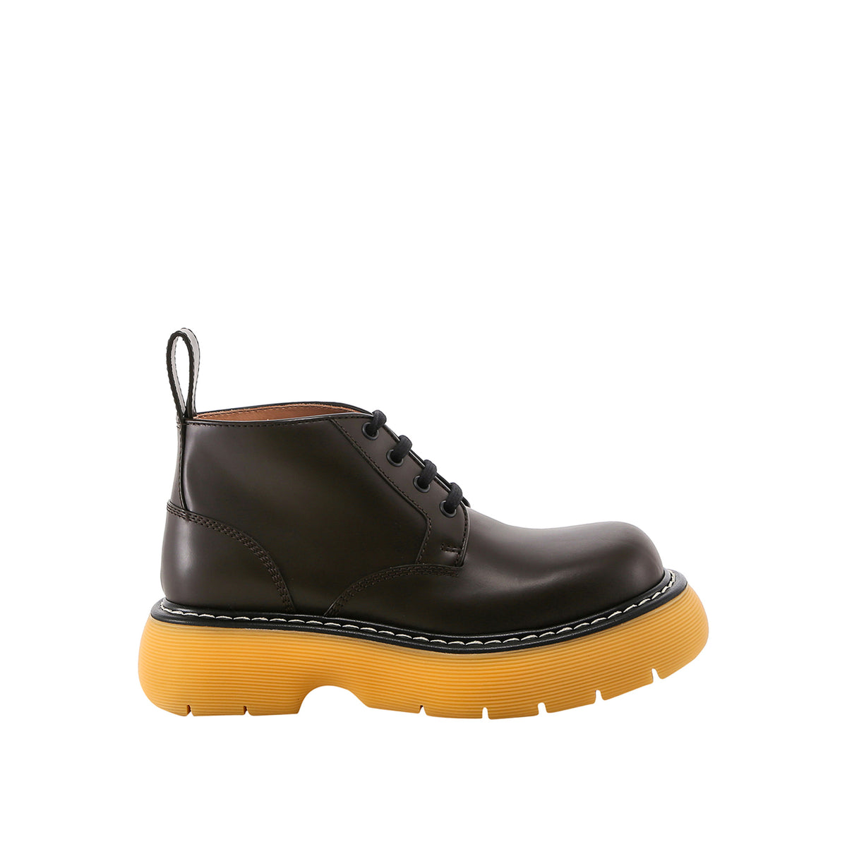 Bottega Veneta Swell Lace Up Ankle Boots Brown