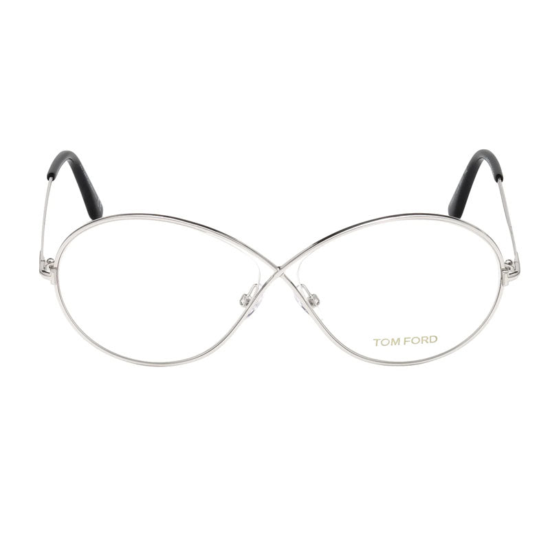 Tom Ford Eyeglasses Oval Full Rim, Shiny Rhodium Frame and Clear Demo Lenses Lens FT5517018