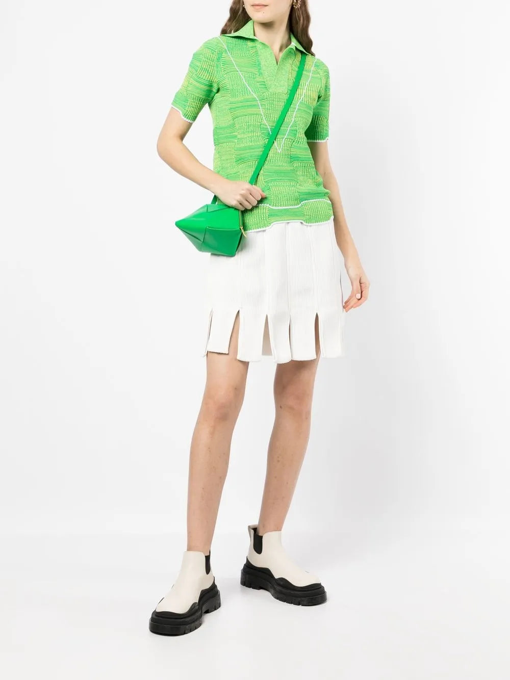 Bottega Veneta Squared-Frill Trim Knitted Skirt