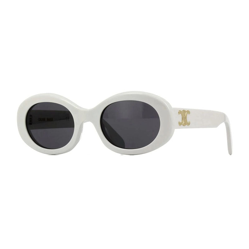 Celine Sunglasses Oval Full Rim, Ivory Frame and Smoke Lens CL40194U25A