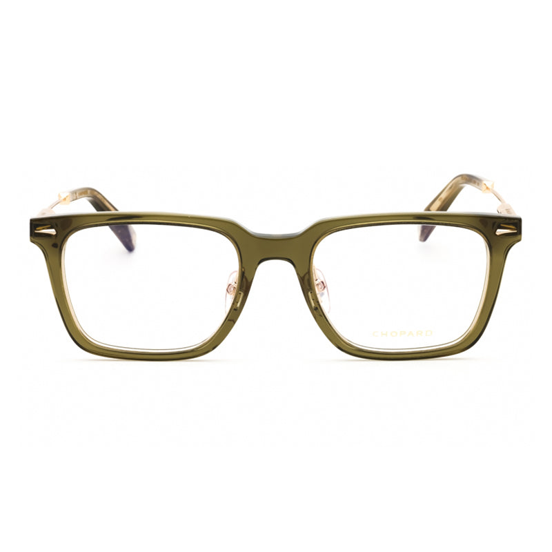 Chopard Eyeglasses Square Full Rim, Transparent Olive Green Frame and Clear Demo Lenses Lens VCH34609HF