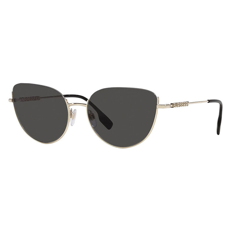 Burberry Sunglasses Cat Eye Semi Rim, Light Gold Frame and Dark Grey Lens BE3144110987