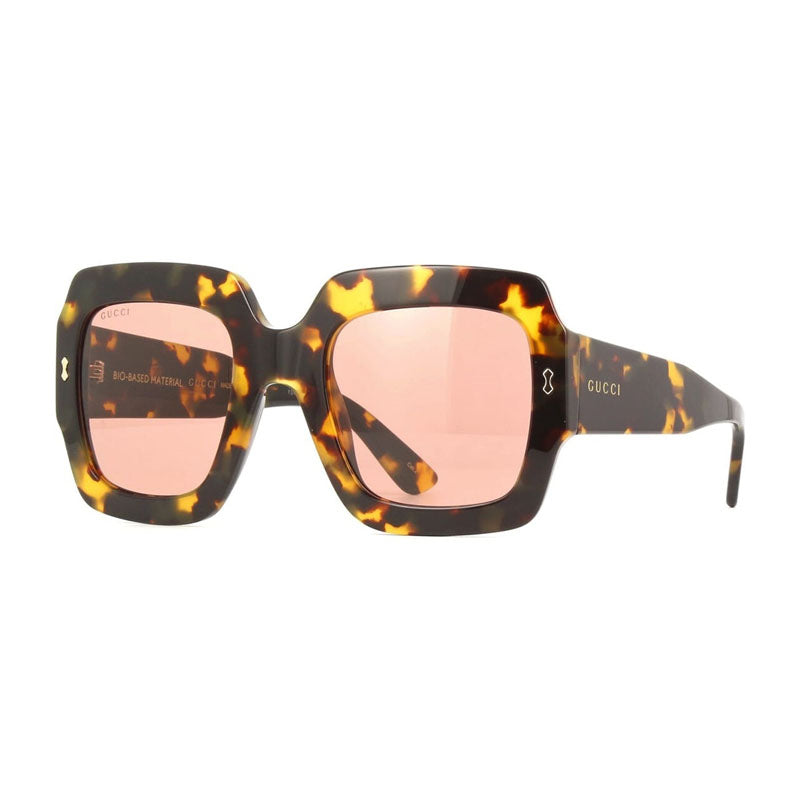 Gucci Sunglasses Square Full Rim, Havana Frame and Red Lens GG1111S003