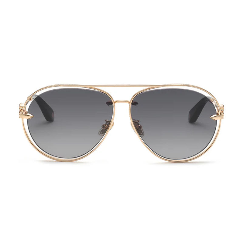 Roberto Cavalli Sunglasses Aviator Full Rim, Shiny Rose Gold Frame and Light Grey Lens SRC032M0300