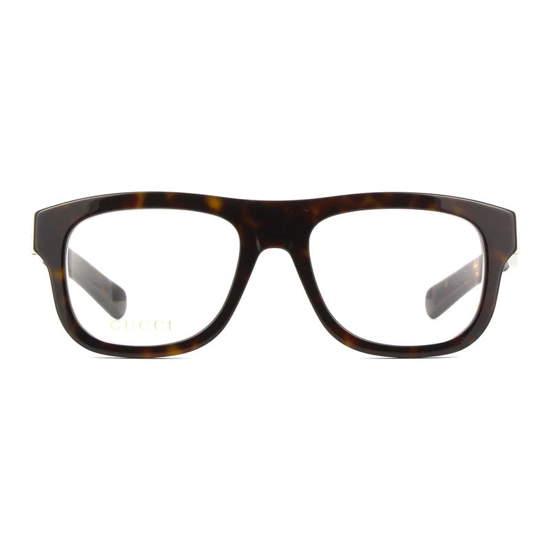 Gucci Eyeglasses Square Full Rim, Dark Havana Frame and Clear Demo Lens Lens GG1509O002