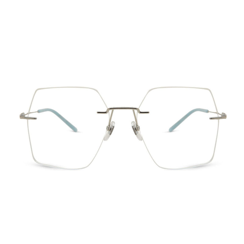 Gucci Eyeglasses Square Rimless, Silver Frame and Clear Demo Lenses Lens GG0683O002