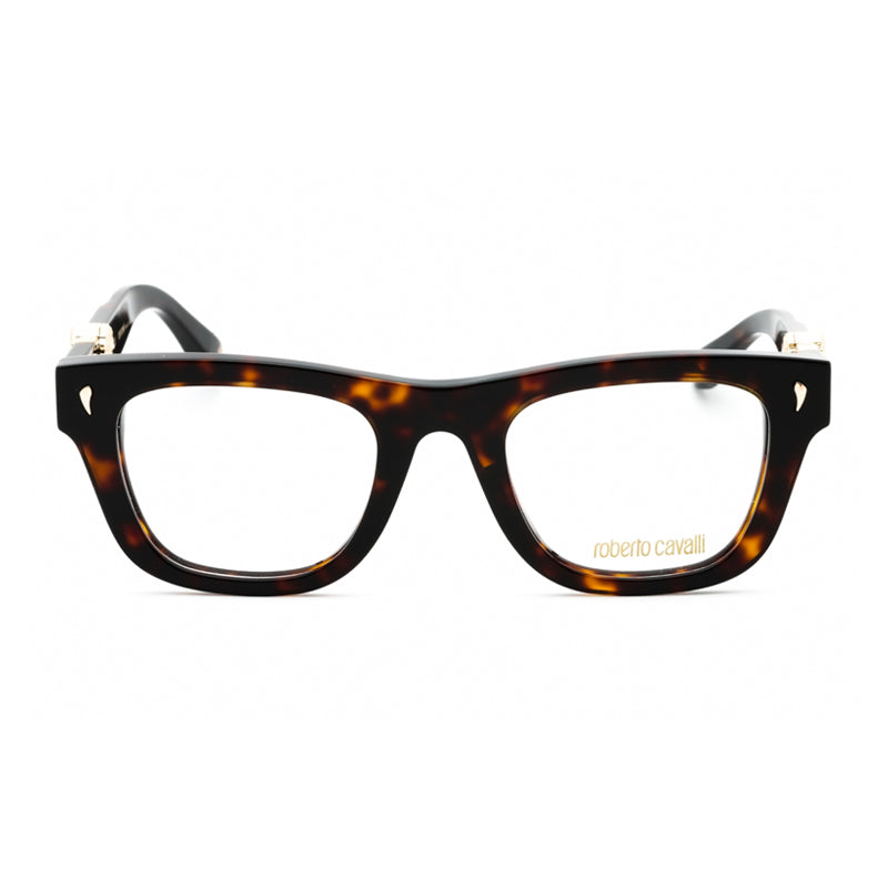 Roberto Cavalli Eyeglasses Square Full Rim, Shiny Dark Havana Frame and Clear Demo Lenses Lens VRC05201AY