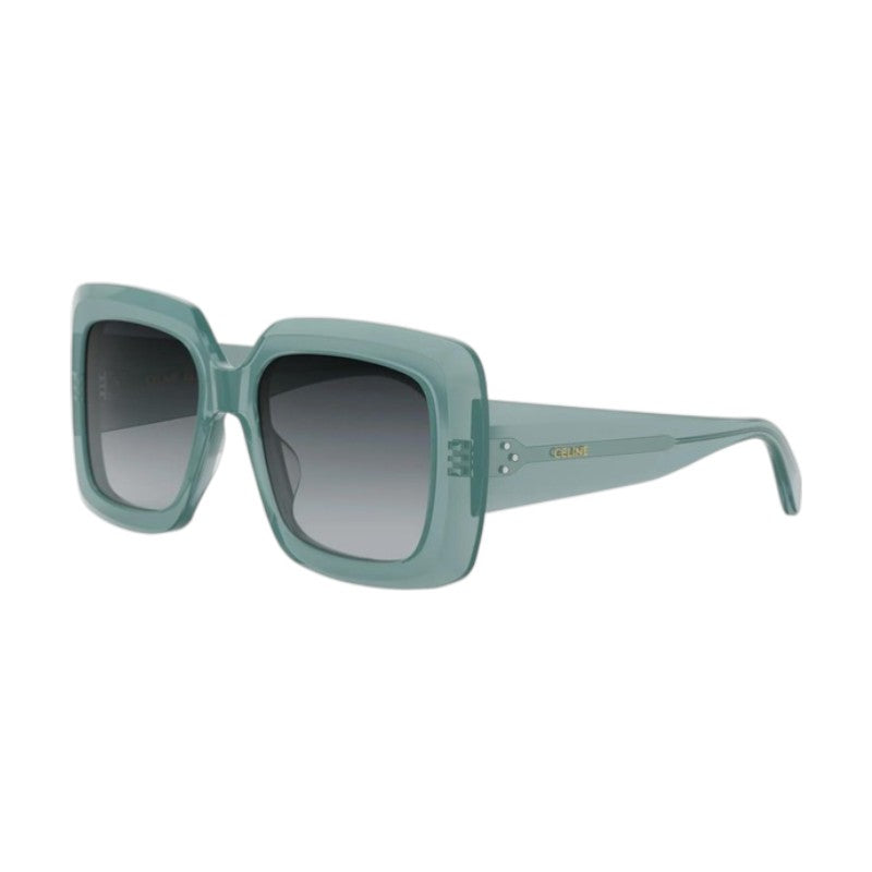 Celine Sunglasses Square Full Rim, Teal Frame and Grey Gradient Lens CL40263I93B